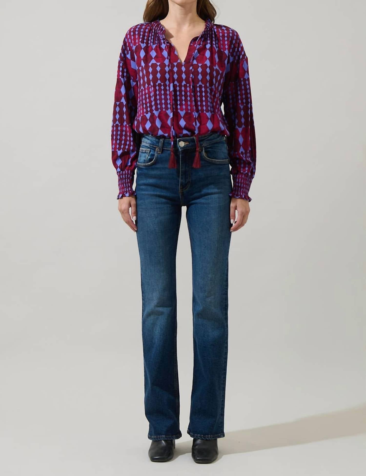 Sugarlips - Ramsay Abstract Weylin Split-neck Blouse