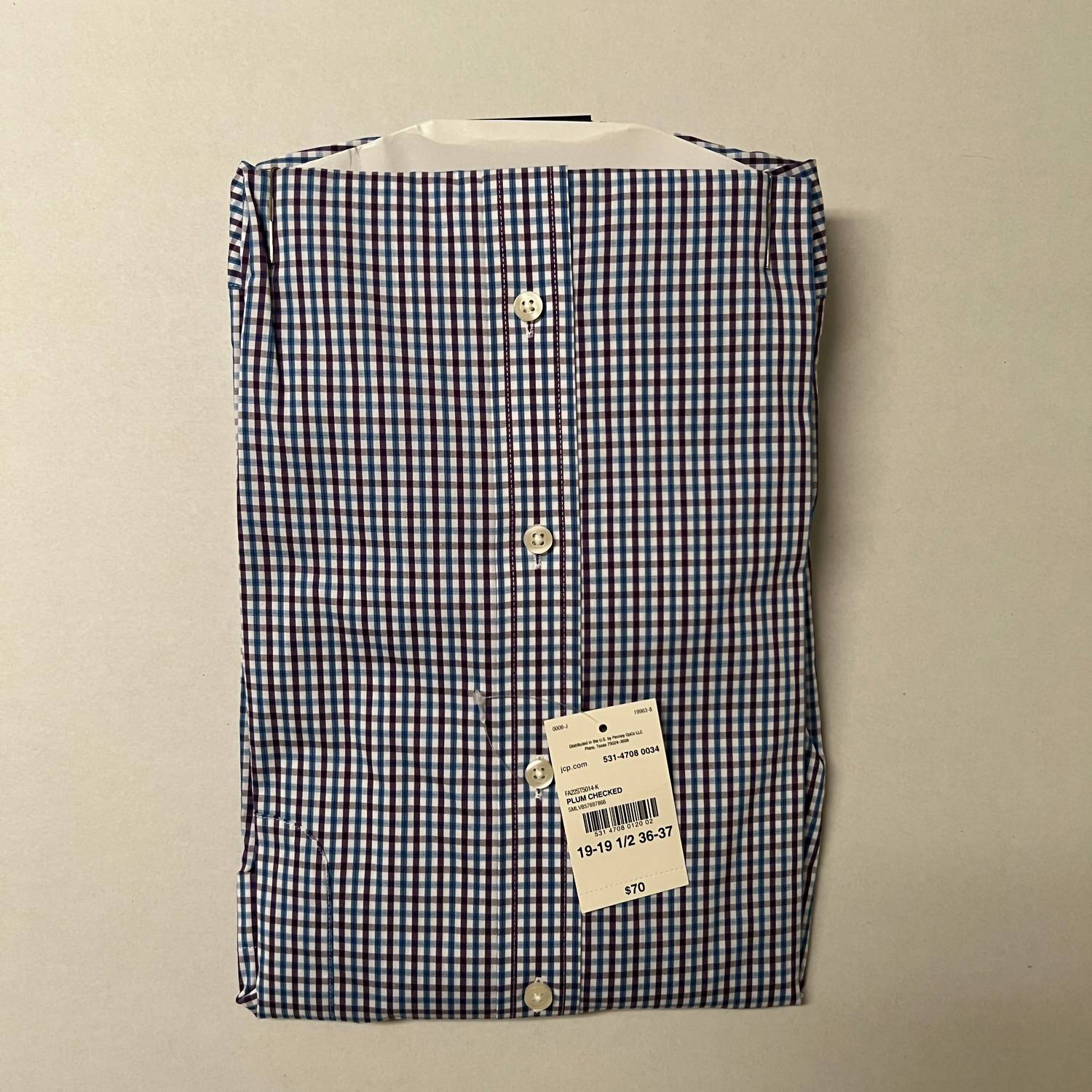 Stafford - Men's Plum Checked Smart Tech Performance Poplin Shirt