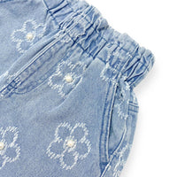 doe a dear Girl's Floral Shorts in denim - kids' shorts - alternate view