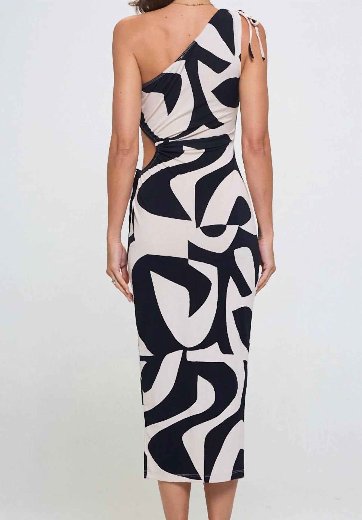 Lovely Day - Sonya One Shoulder Bodycon Printed Cut Out Dress
