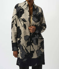 Joseph Ribkoff - Abstract Jacquard Sweater Knit Long Cardigan