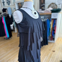 Isle Women's Annie Tiered Mini Dress in black - women's dress - detail view