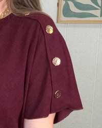 SEE AND BE SEEN Short Sleeve Sweater in burgundy - women's sweater - alternate view