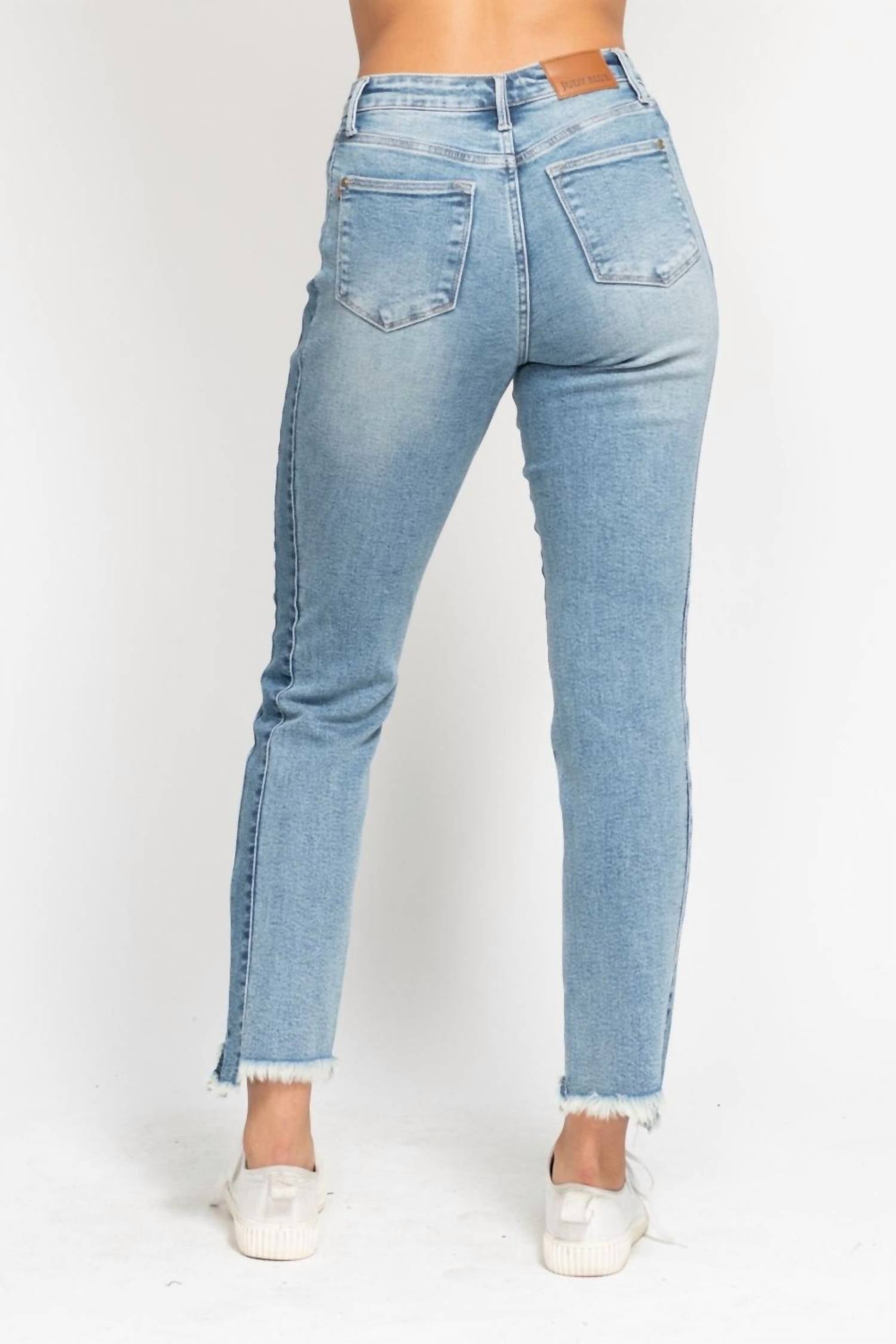 Judy Blue Piper High Waist Side Panel Jean in blue - women's jeans - detail view