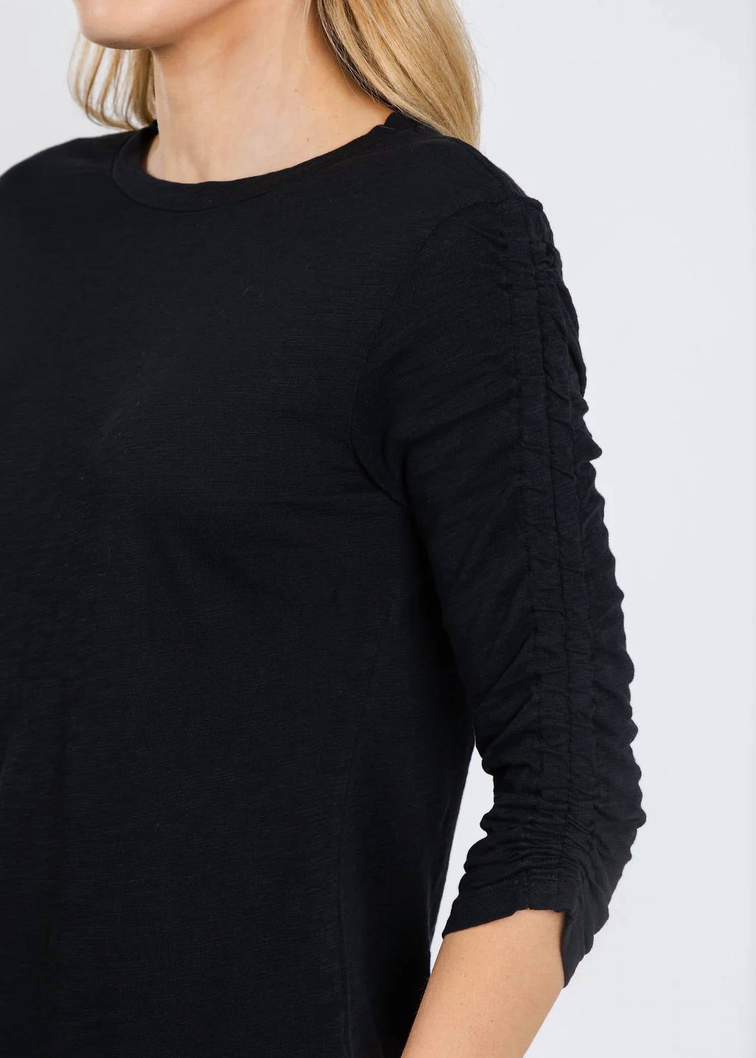 Elliott Lauren - Crissy Crew Neck Ruched Sleeve Tee