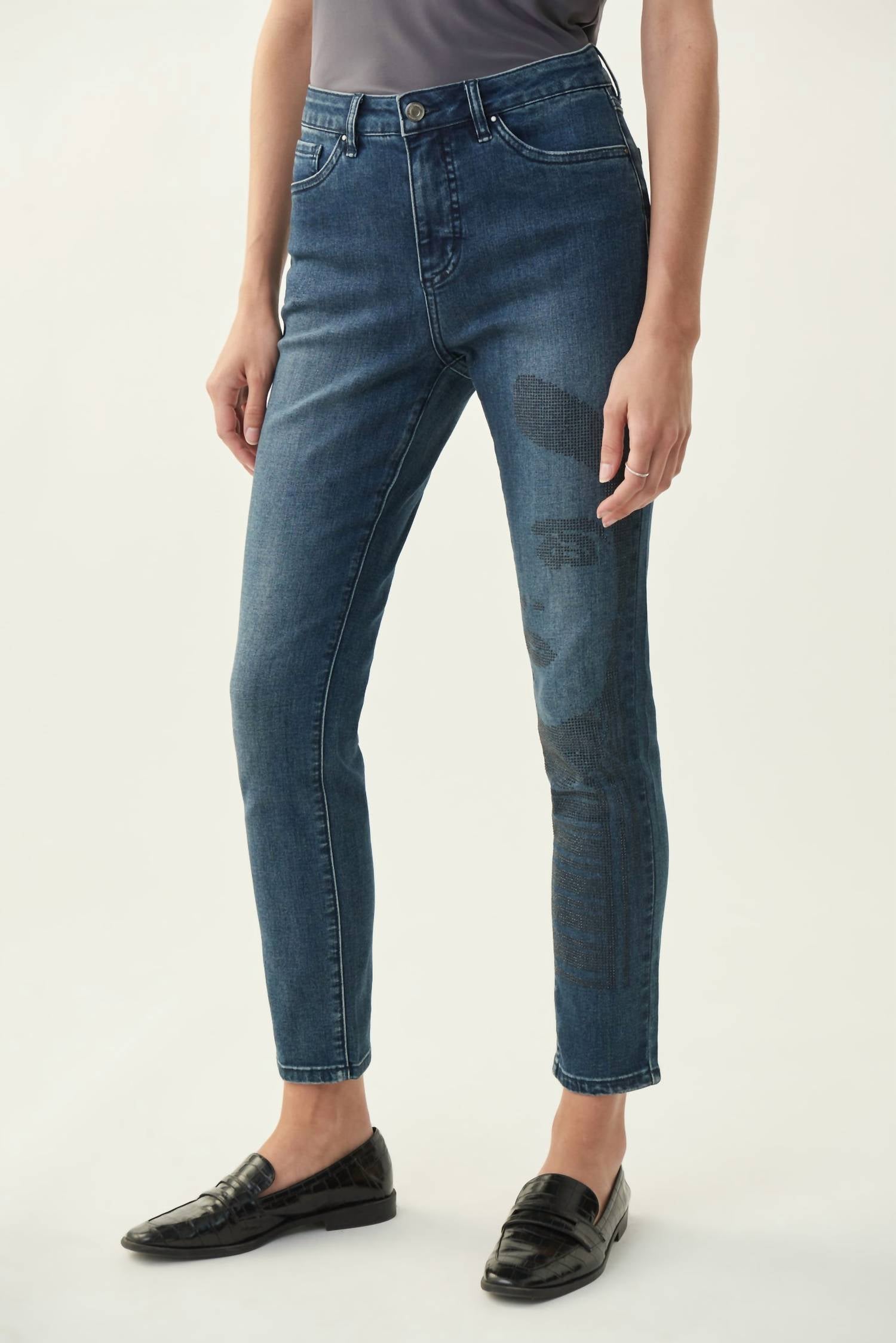 Joseph Ribkoff Brielle Jean With Sparkle Face Design in blue - women's jeans