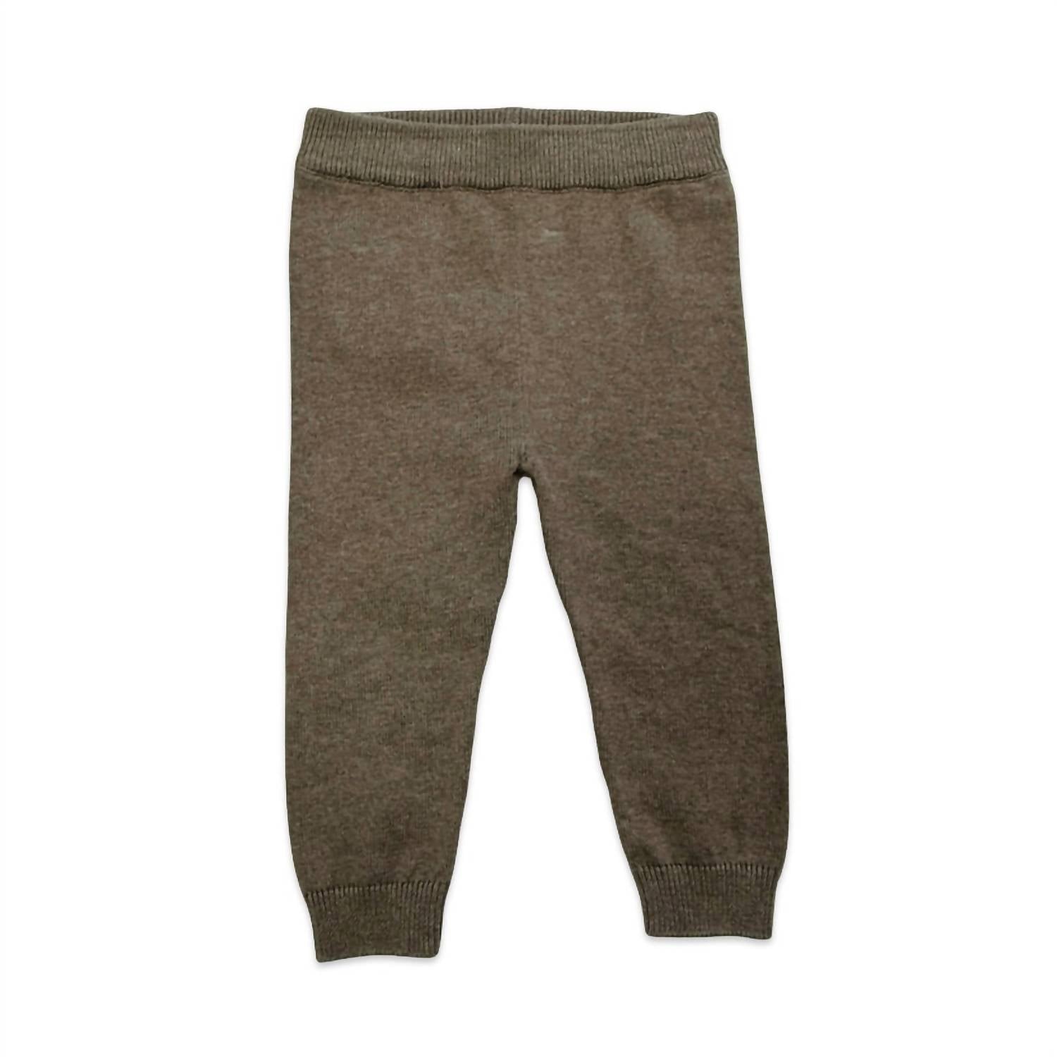 VIVERANO Organics Kid's Lion Appliqué Sweater Knit & Pant Set in oatmeal heather - item - alternate view