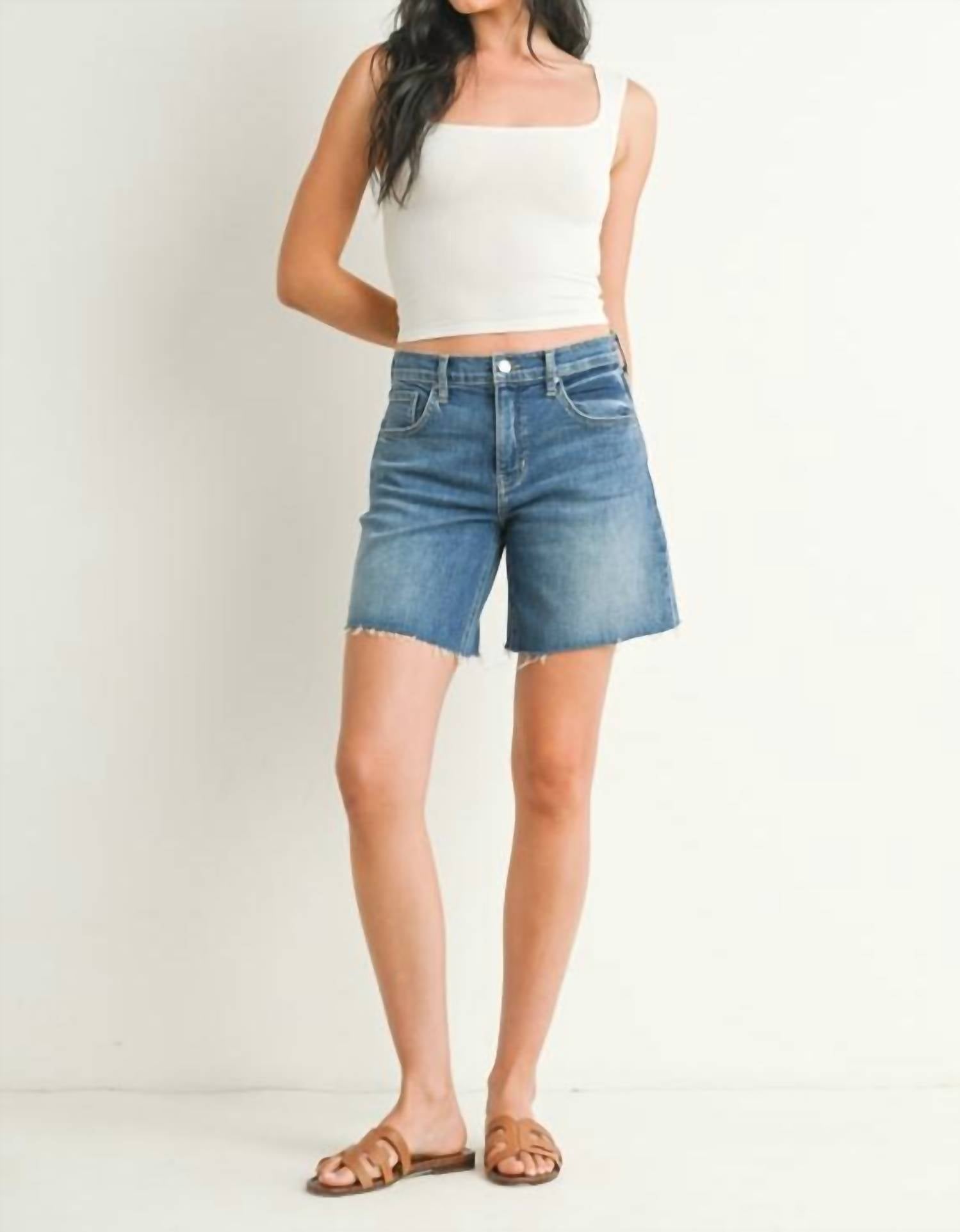 Just Black Denim - Midrise Bermuda Frayed Hem Short