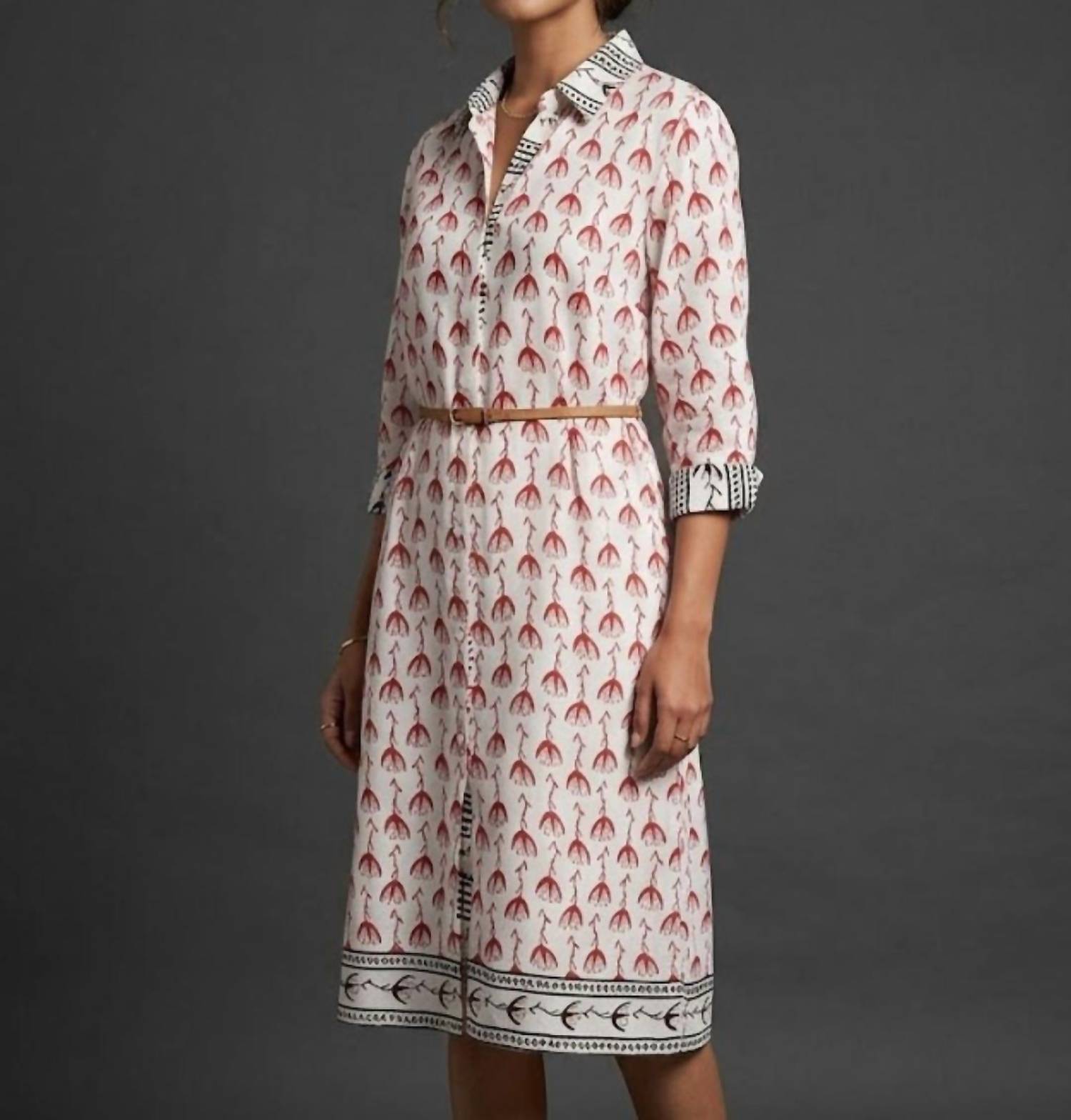 RD Style Amalfi Shirt Dress in terracotta - women's dress - detail view
