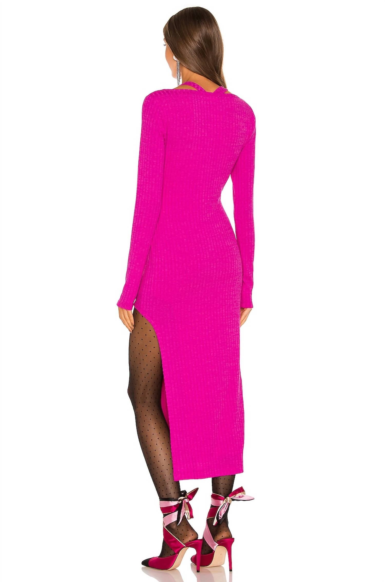 Lovers + Friends - Naomi Ribbed Long Sleeve Midi Dress