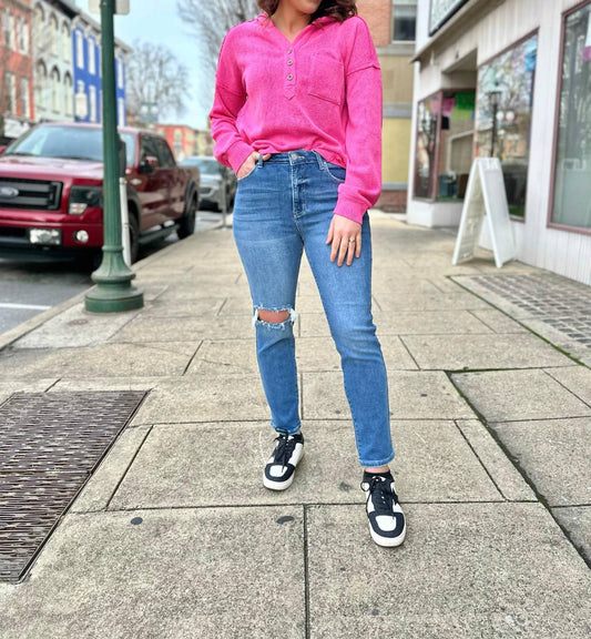 Risen - Paisley High Rise Distressed Slim Skinny Jeans