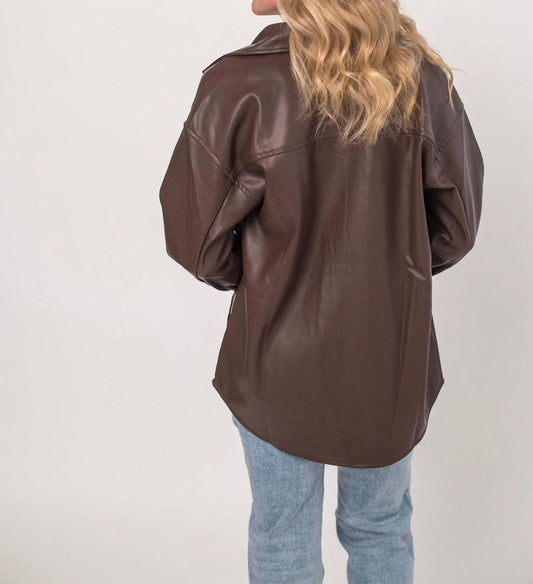 Allie Rose - Soft Pleather Button Front Shacket