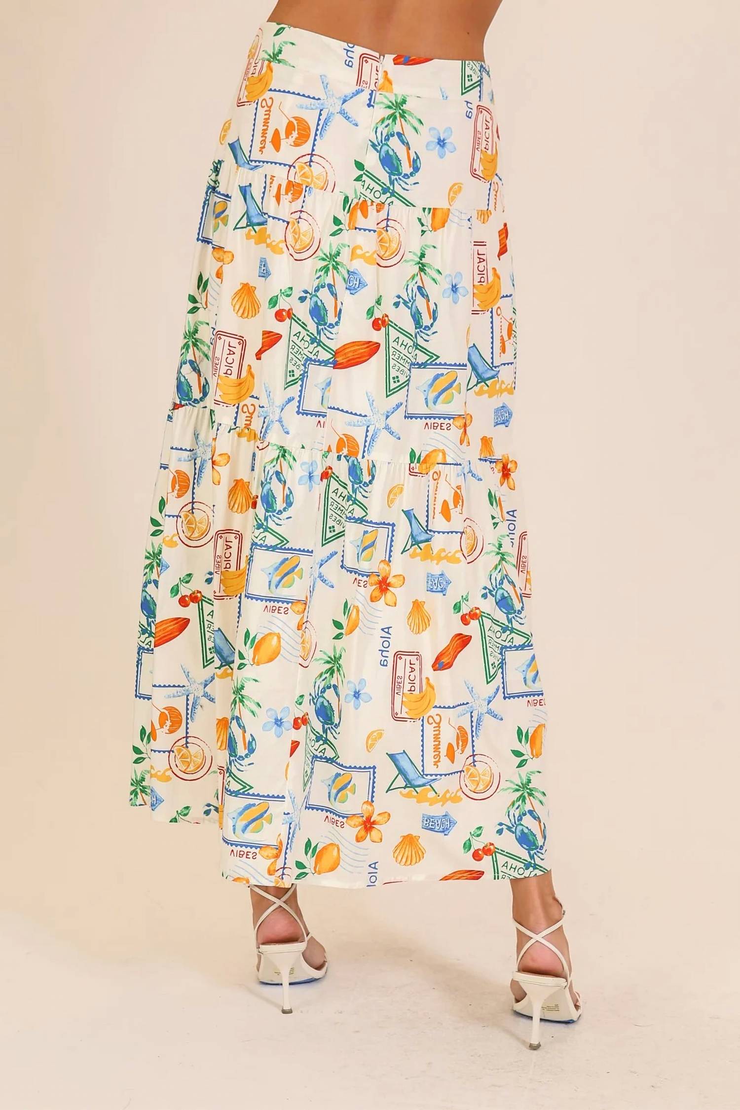 Lumiere - Vacay Santorini Postcard Top & Maxi Skirt Set