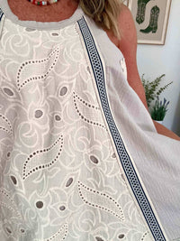 Pol - Halter Double Gauze Lace Top