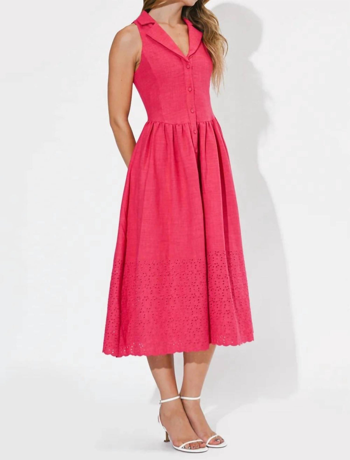Adelyn Rae - Anastatia Embroidered Halter Midi Dress