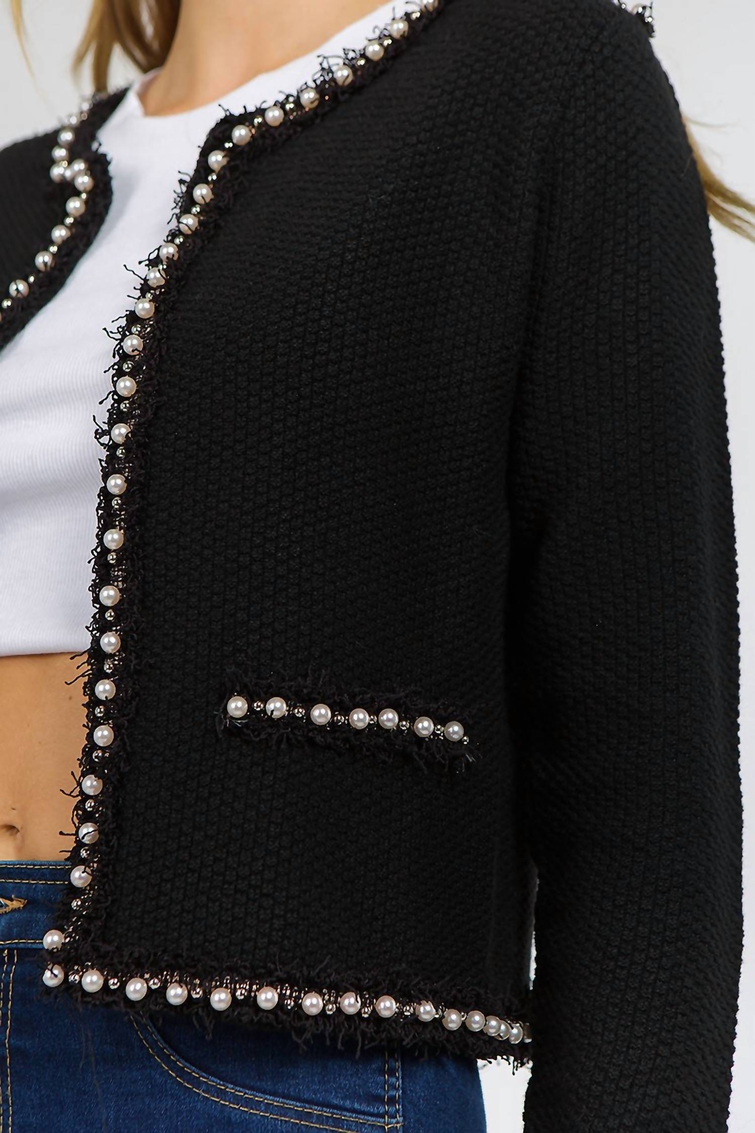 Twin Angels - Women's Josette Frayed Pearl Jacket