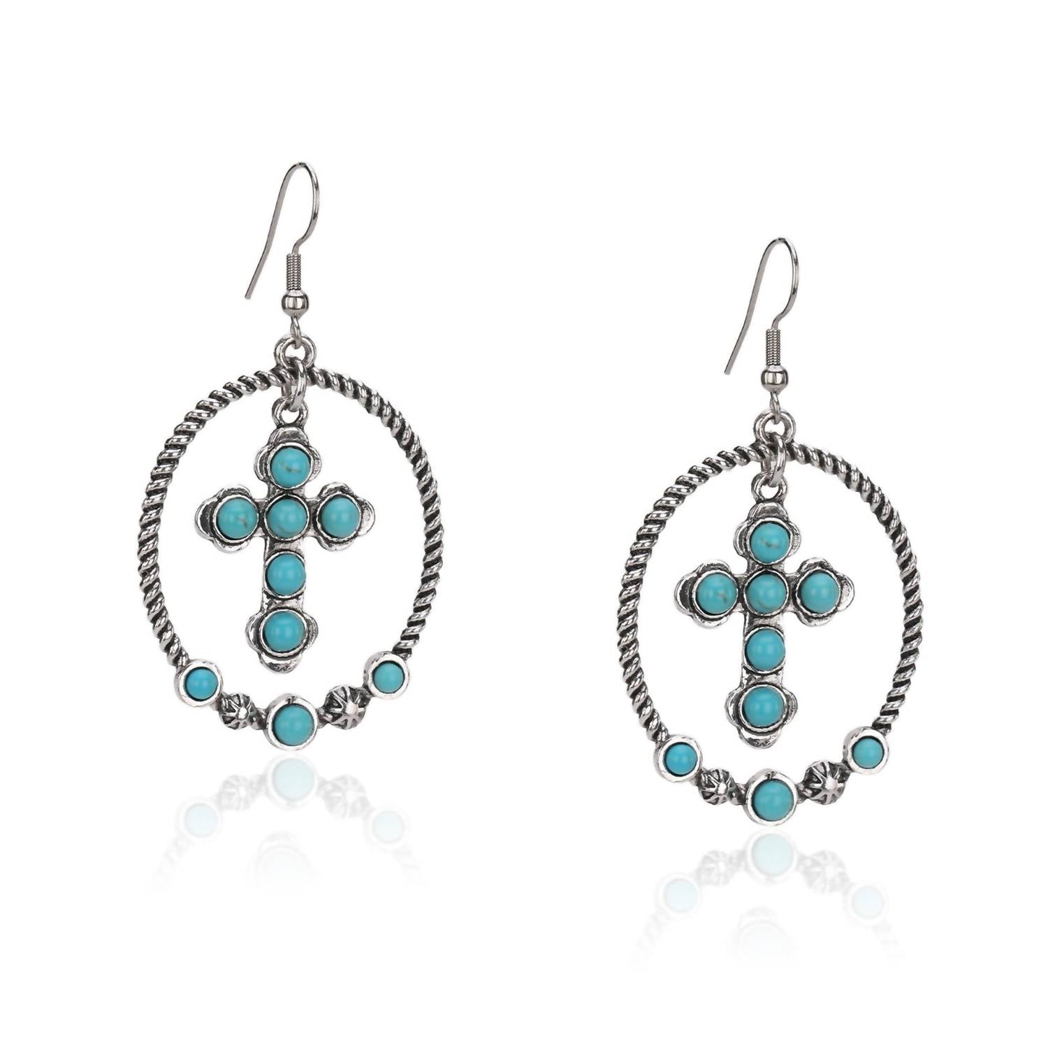 Montana West - Women's Rustic Cross Hoop Earrings