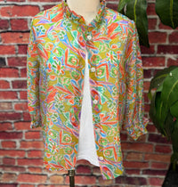 Trisha Tyler - Women's Floral Ruffle Collar Blouse Jacket