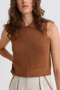 Matthew Bruch - Cable Mesh Collared Tank Top