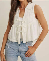 In February - Persian Summer Delicate Pointelle Knit Vest