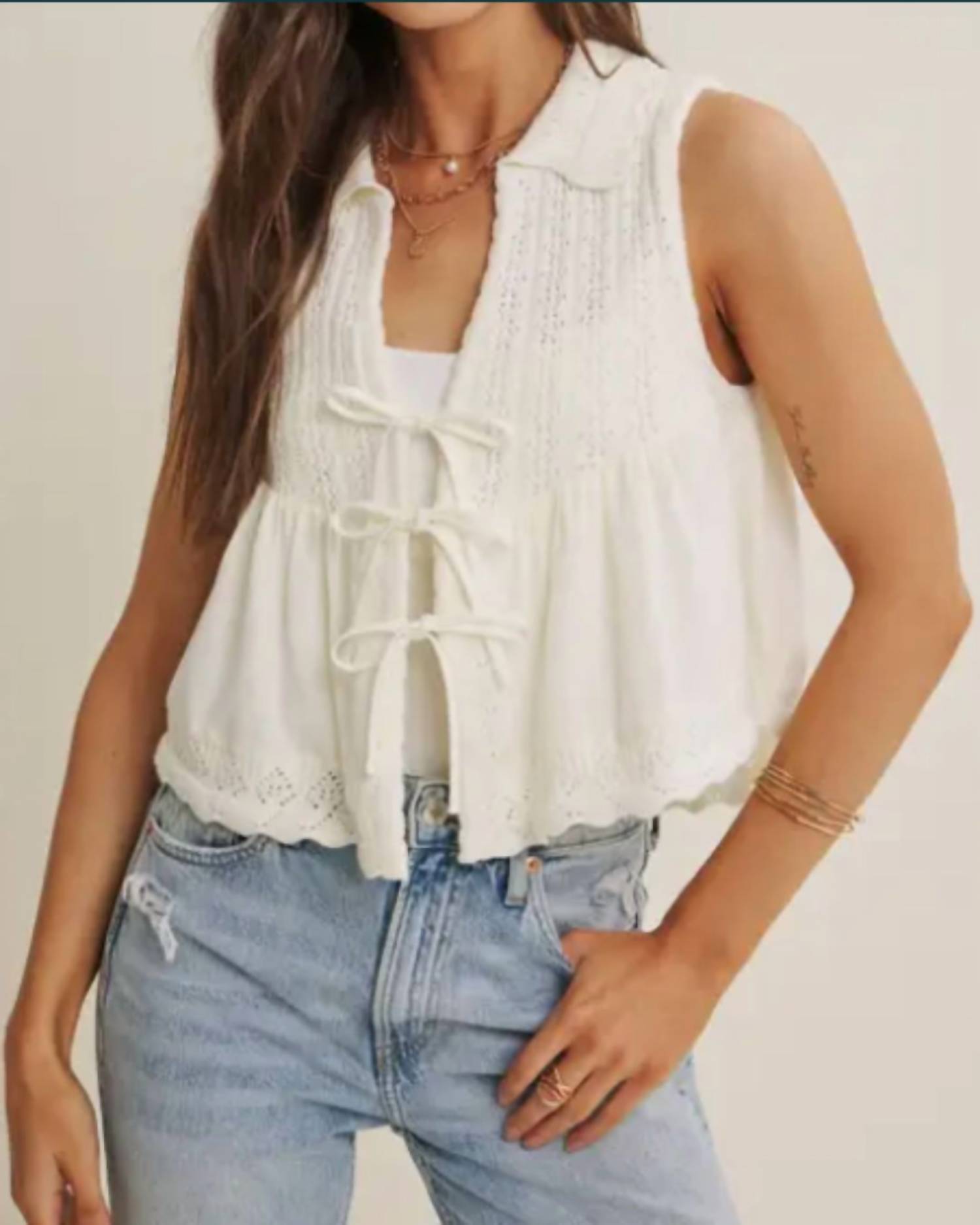 In February - Persian Summer Delicate Pointelle Knit Vest
