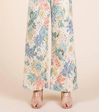Geegee - Women's Floral Eyelet Lace Straight Leg Pants
