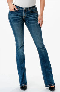 Grace In La - Basic Mid Rise Bootcut Jean