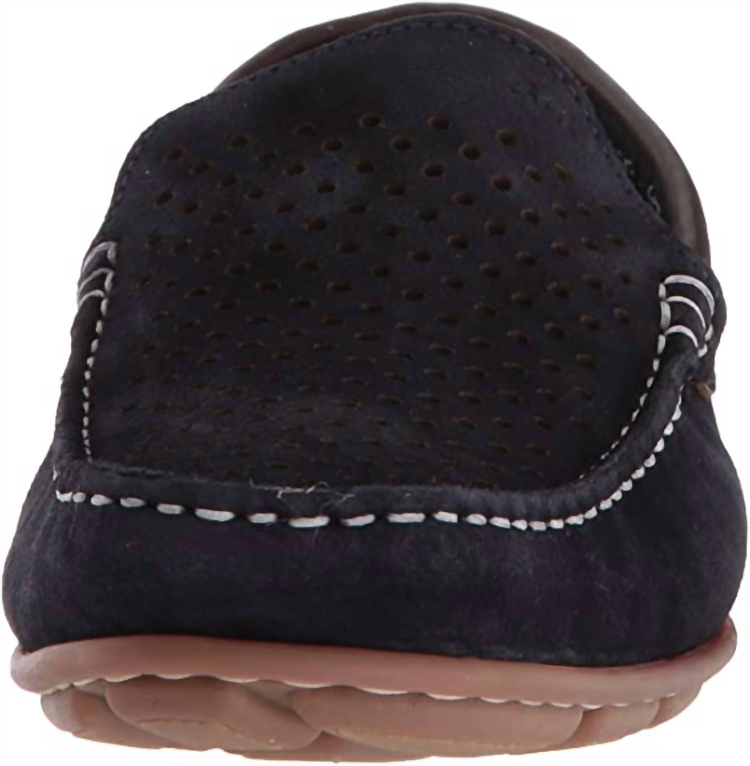 Ara Men's Merrick Moccasin Shoe in navy - men's loafer - detail view
