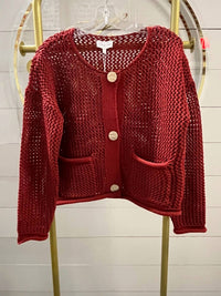 entro Women's Open Knit Sweater in rust - women's cardigan