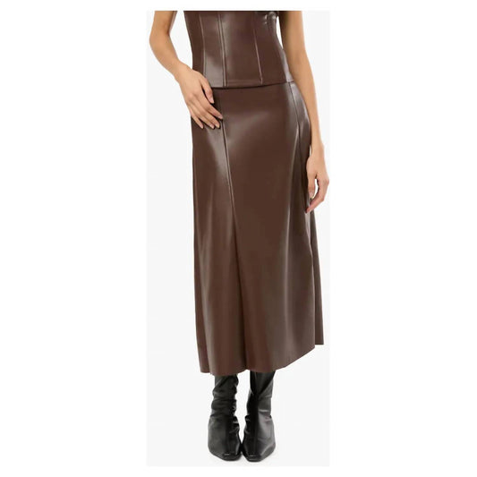 We Wore What - Vegan Leather Flare Midi Skirt