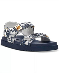 STEVE MADDEN Women's Mona Slingback Footbed Sandals in navy multi - women's sandal - detail view