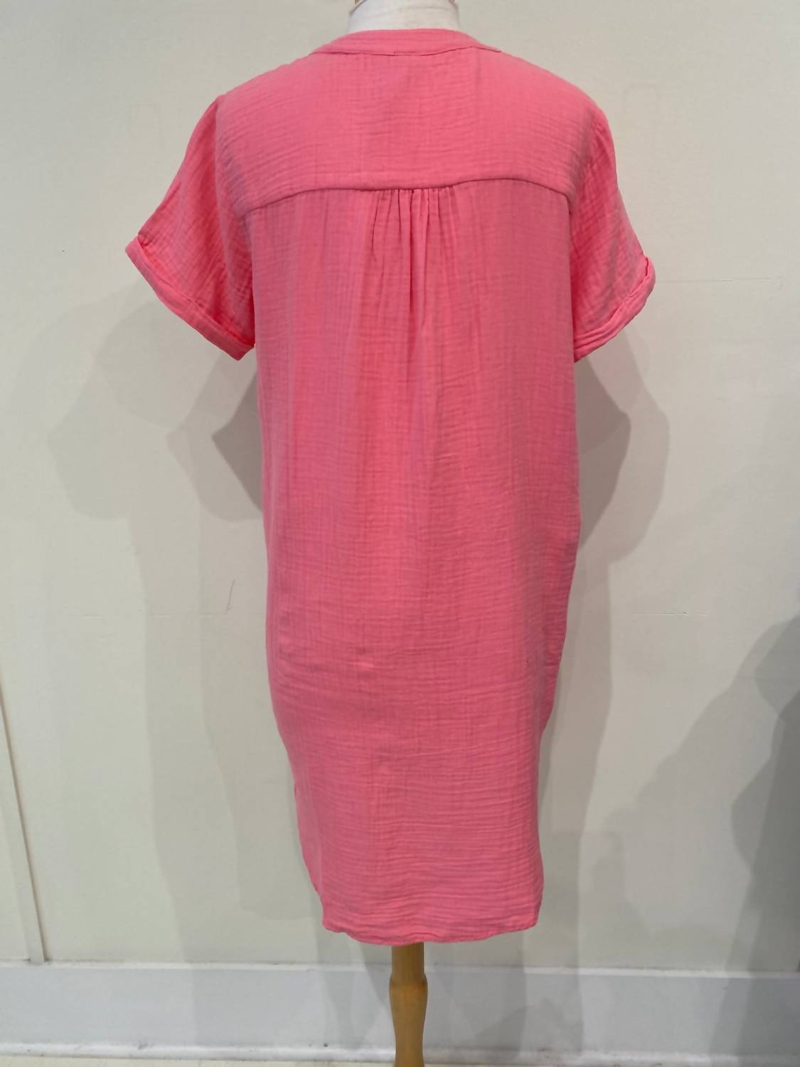 Women's Short Sleeve Split Neck Short Dress