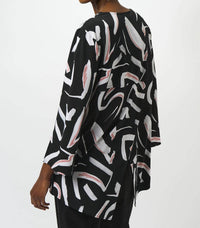 Joseph Ribkoff - Embellished Zip V-neck 3/4 Sleeve Tunic Top