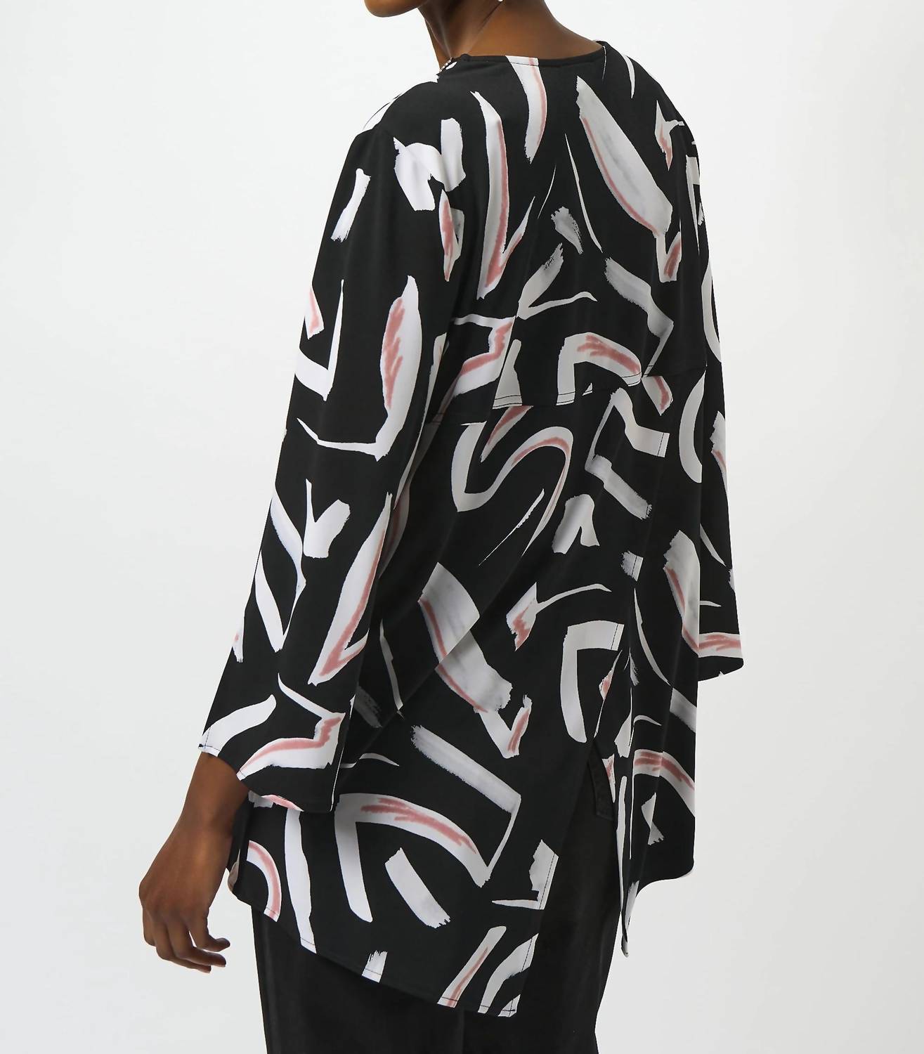 Joseph Ribkoff - Embellished Zip V-neck 3/4 Sleeve Tunic Top