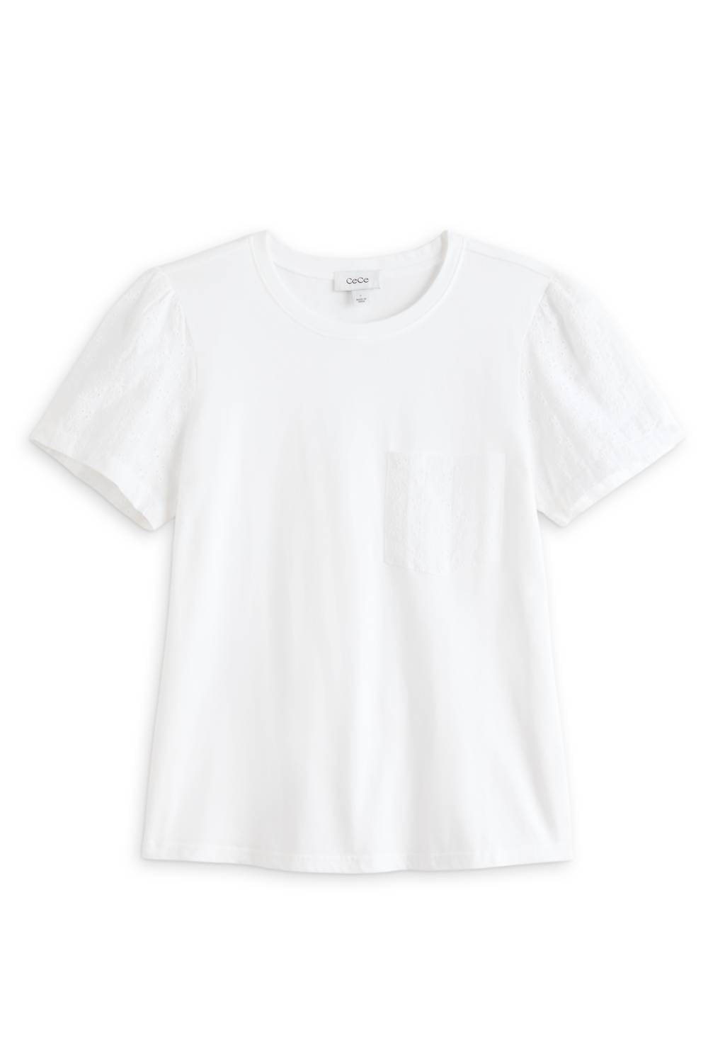 Cece - Women's Maila Eyelet Sleeve T-shirt With Patch Pocket