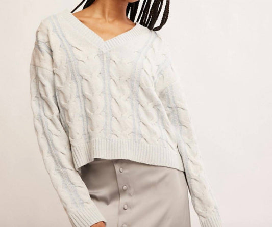 Free People - WASHED CABLE V NECK SWEATER