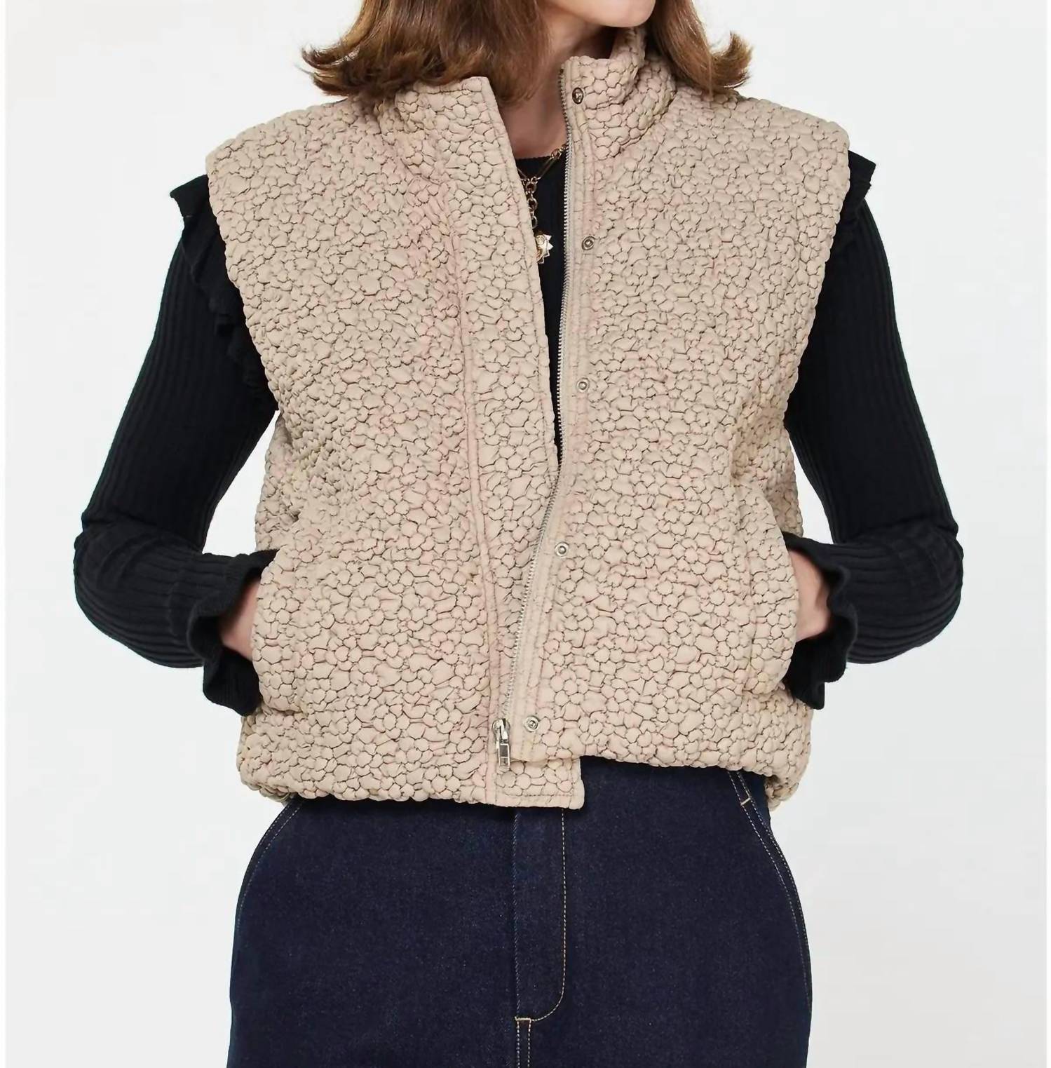 current air Cropped Quilting Vest in taupe - women's jacket