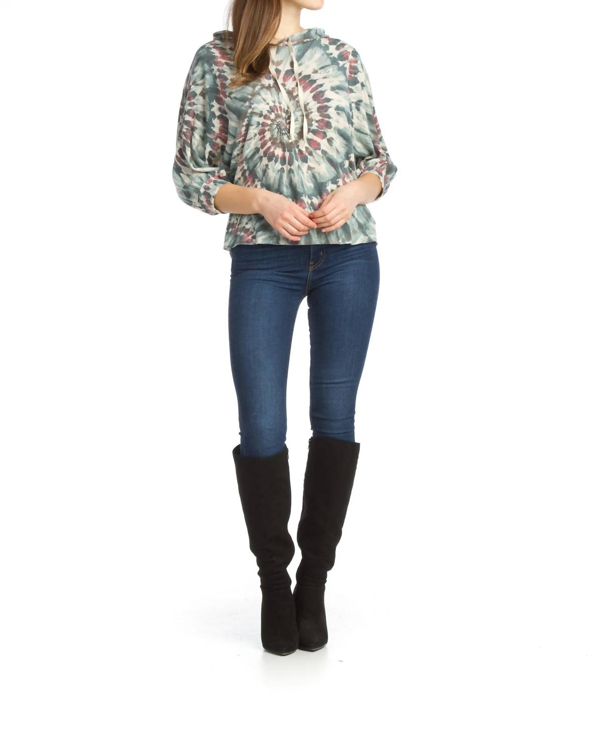 Papillon - Tie Dye Dolman Sleeve Hoodie Top