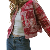 &merci Bandana Patchwork Quilted Jacket in red bandana - women's jacket