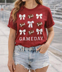 Ali Dee Wholesale - Footballs And Bows Game Day Tee