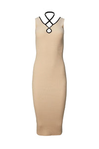 COTTON KEY HOLE KNIT DRESS