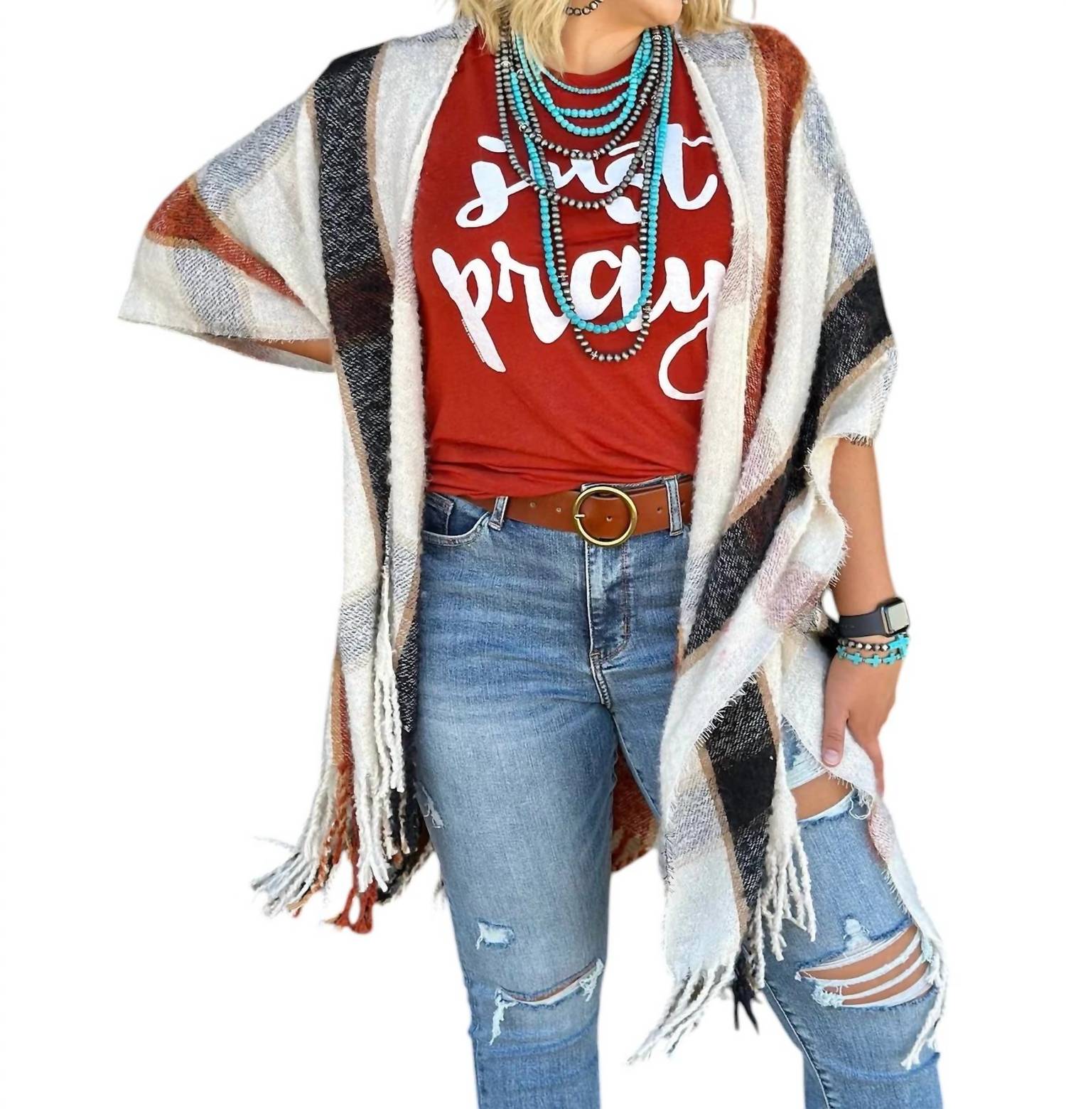 Texas True Threads - Plaid Stacie Plaid Kimono