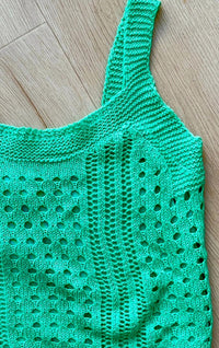 Vintage Havana Girl's Kid Knit Tank Top in green - kids' tank top - detail view
