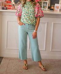 Judy Blue High Waist Garment Dyed Raw Hem Crop Jean in light blue sky - women's jeans - view 6
