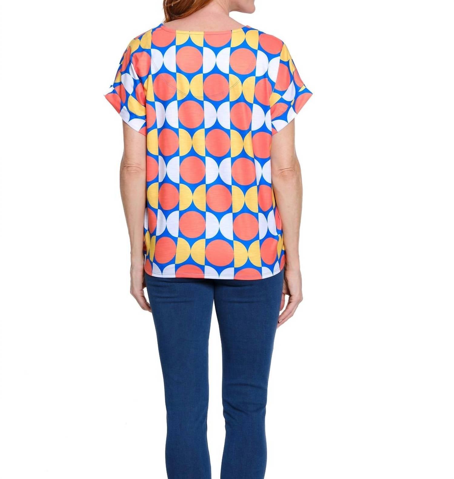 Multiples Pop Art Dot Tie-waist Top in geo multi - women's blouse - alternate view