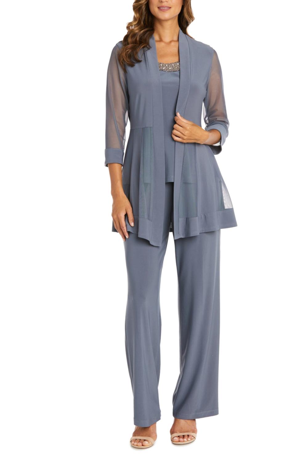 R&M Richards - Embellished Neck 2-piece Pants Suit