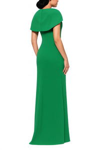 Betsy & Adam - Women's Shanice Cape Floor Length Dress
