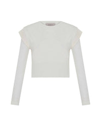 Theo The Label - Women's Nomia Sheer Sleeve Crew Neck Sweater