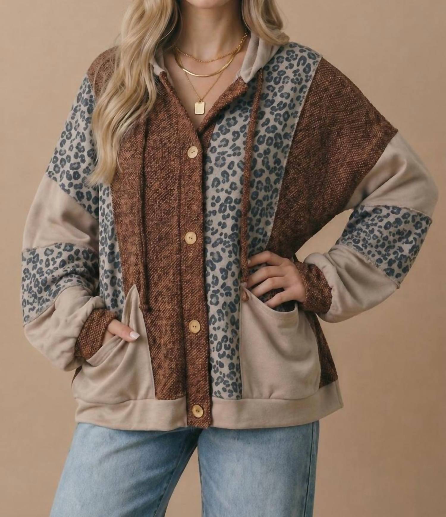 Haptics - Patchwork Button Up Hoodie