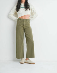 JUST BLACK DENIM Scissor Cut Wide Leg Jeans in matcha - women's jeans